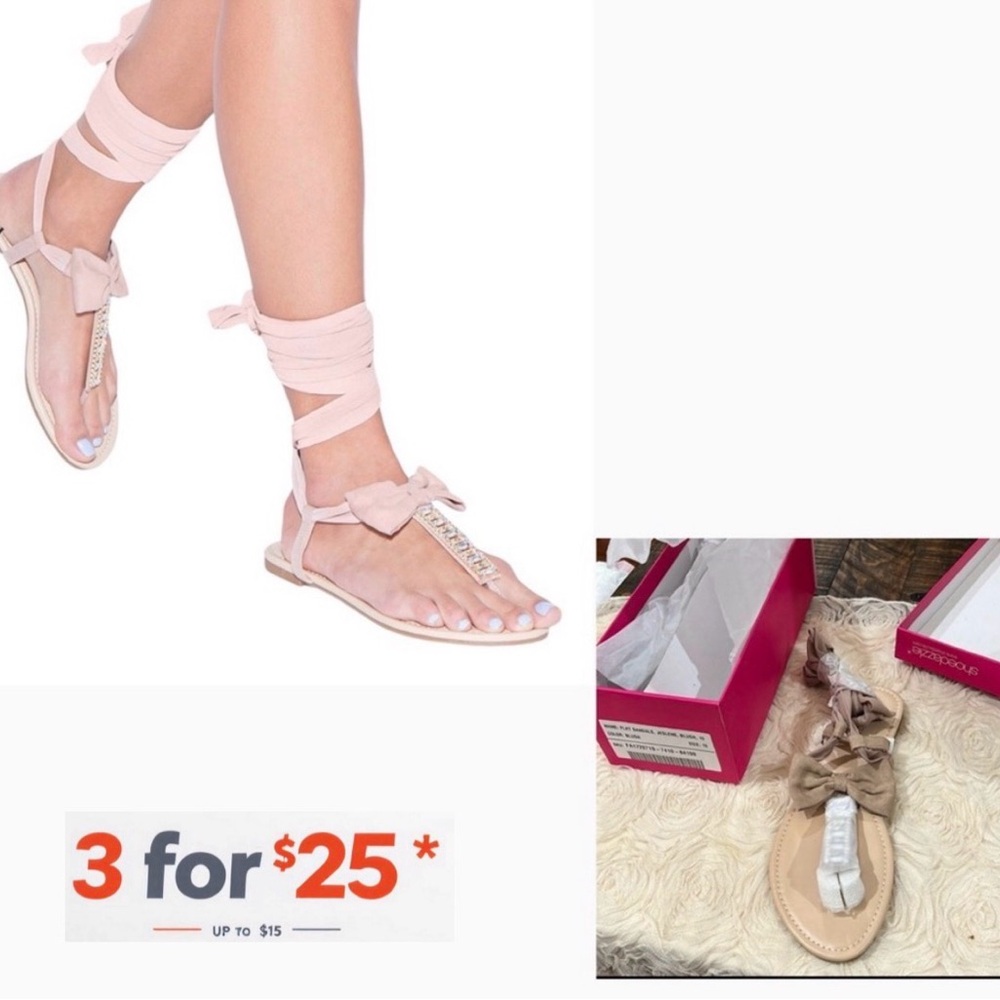 Jeslene embellished t-strap wrap around ankle with bow detail by shoe dazzle